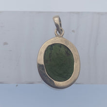 Load image into Gallery viewer, Moldavite Cabochon Pendant Bezel Set -- 7.9grams/39.5Ct - Polished-Raw sides    Certificate of Authenticity
