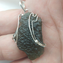 Load image into Gallery viewer, Moldavite Pendant 925 Silver 7.7GR/38.5ct Prong Set w/Certificate of Authenticity
