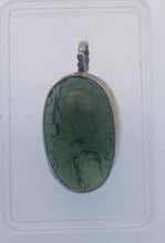 Load image into Gallery viewer, Moldavite Cabochon Pendant Bezel Set -- 7.2grams/36.0ct - Polished-Raw sides    Certificate of Authenticity
