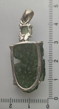 Load image into Gallery viewer, Moldavite + Moldavite pendant high quality rhodium plated prong setting with Certificate
