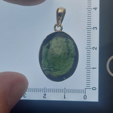 Load image into Gallery viewer, Moldavite Cabochon Pendant Bezel Set -- 7.9grams/39.5Ct - Polished-Raw sides    Certificate of Authenticity
