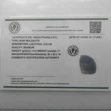 Load image into Gallery viewer, Moldavite 14.2 grams/71.0ct Museum Quality with Certificate of Authenticity
