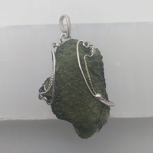 Load image into Gallery viewer, Moldavite Pendant 925 Silver 7.7GR/38.5ct Prong Set w/Certificate of Authenticity
