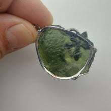 Load image into Gallery viewer, Moldavite Pendant 925 Silver 60.6ct Prong Set w/Certificate of Authenticity
