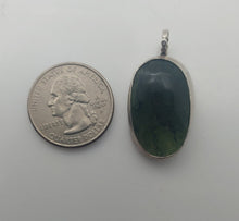 Load image into Gallery viewer, Moldavite Cabochon Pendant Bezel Set -- 7.2grams/36.0ct - Polished-Raw sides    Certificate of Authenticity
