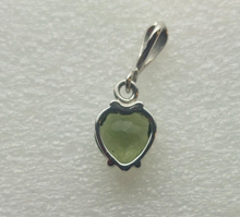 Load image into Gallery viewer, Moldavite Faceted 8mm Heart Pendant 925 Silver with Certificate of Authenticity
