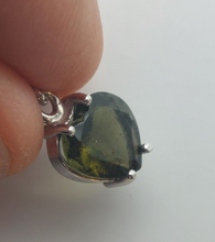 Load image into Gallery viewer, Moldavite Faceted 8mm Heart Pendant 925 Silver with Certificate of Authenticity
