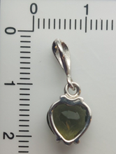 Load image into Gallery viewer, Moldavite Faceted 8mm Heart Pendant 925 Silver with Certificate of Authenticity
