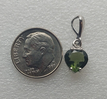 Load image into Gallery viewer, Moldavite Faceted 8mm Heart Pendant 925 Silver with Certificate of Authenticity
