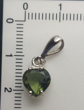 Load image into Gallery viewer, Moldavite Faceted 8mm Heart Pendant 925 Silver with Certificate of Authenticity
