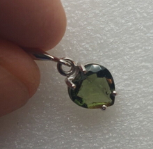 Load image into Gallery viewer, Moldavite Faceted 8mm Heart Pendant 925 Silver with Certificate of Authenticity
